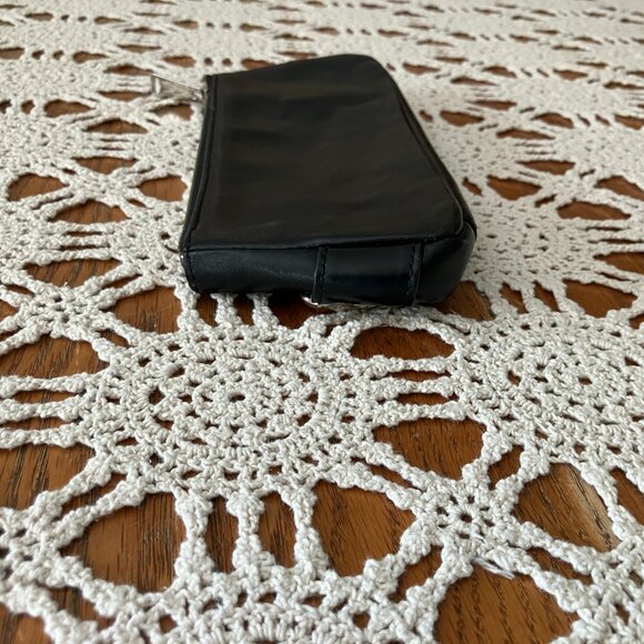 Banana Republic Slim Black Leather Zipper Closure Clutch Silver Hardware - Picture 6 of 8